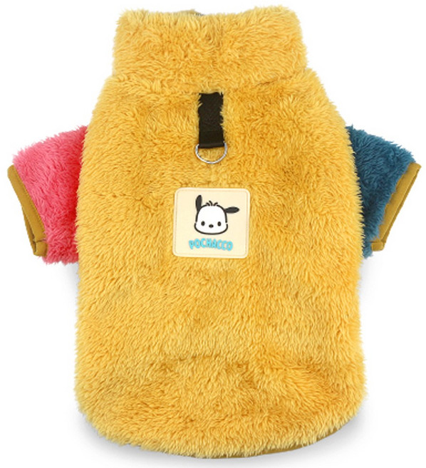 산리오 포차코 보아털집업 애견의류 애견후리스 강아지 털옷, 1개, 옐로