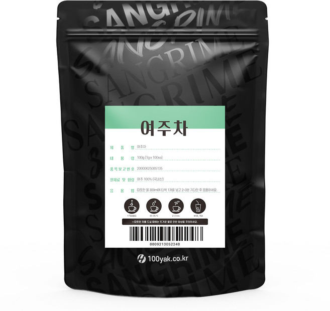 산그리메 100티백 대용량 PLA 생분해필터 삼각티백차/작두콩차 생강차 도라지차 구기자차 여주차 돼지감자차 쌍화차 호박차 국화차 율무팥차 전통차 건강차 허브티, 100g, 100개입, 1개