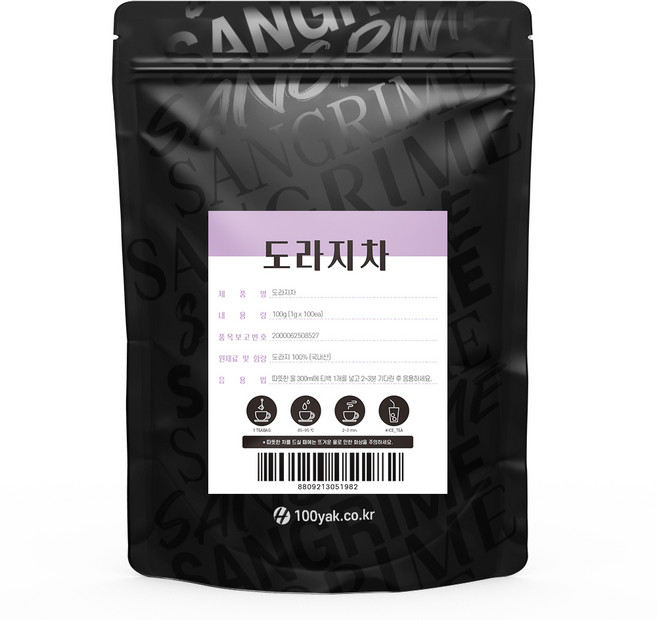 산그리메 100티백 대용량 PLA 생분해필터 삼각티백차/작두콩차 생강차 도라지차 구기자차 여주차 돼지감자차 쌍화차 호박차 국화차 율무팥차 전통차 건강차 허브티, 1개, 100개입, 1g