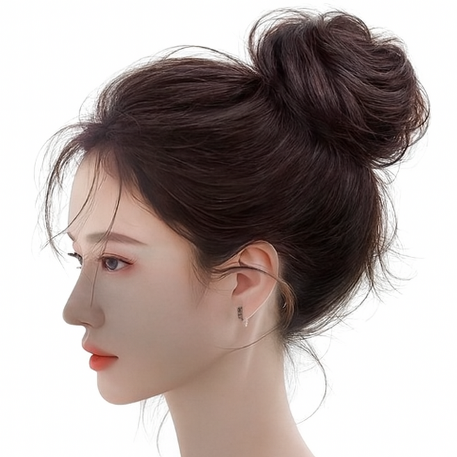 파인스 볼륨업 똥머리 올림머리 가발, 라이트브라운, 1개
