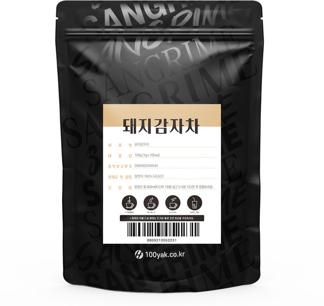 산그리메 100티백 대용량 PLA 생분해필터 삼각티백차/작두콩차 생강차 도라지차 구기자차 여주차 돼지감자차 쌍화차 호박차 국화차 율무팥차 전통차 건강차 허브티, 1개, 100개입, 1g