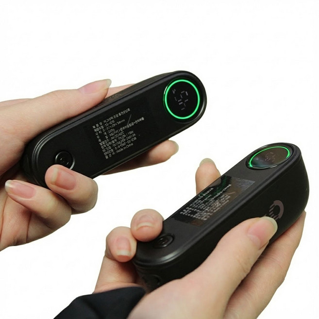 파인굿즈 LCD잔량표시 듀얼 손난로 보조배터리 휴대용 전기 핫팩 충전식 주머니 난로, 블랙