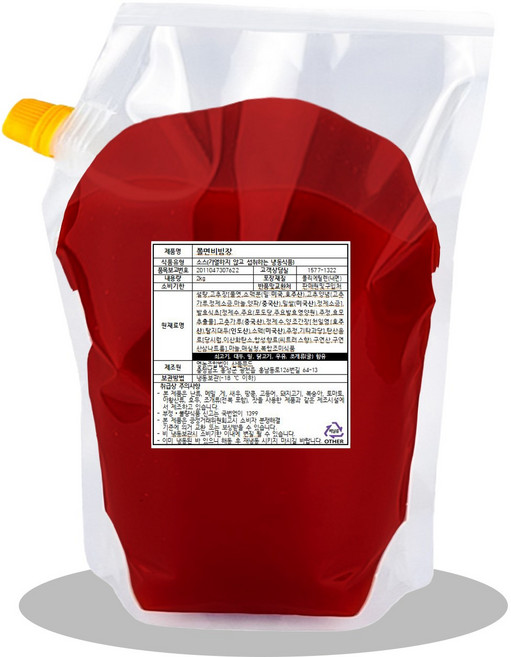 [산들푸드] 업소용 대용량 쫄면 소스 만능 비빔 양념장 1kg (식당용), 1개, 1L