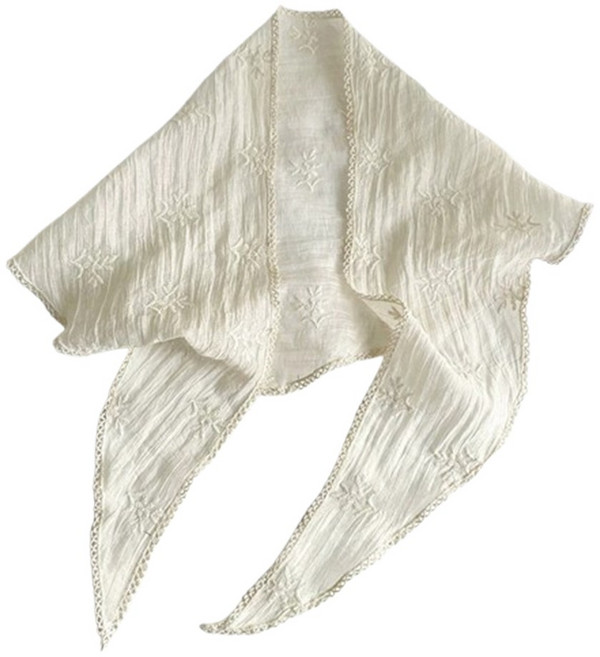 서온리 휴양지 자수 여성 여름 삼각 반다나 망사 머리스카프 쁘띠 레이스 머리 헤어 스카프 두건 머리두건