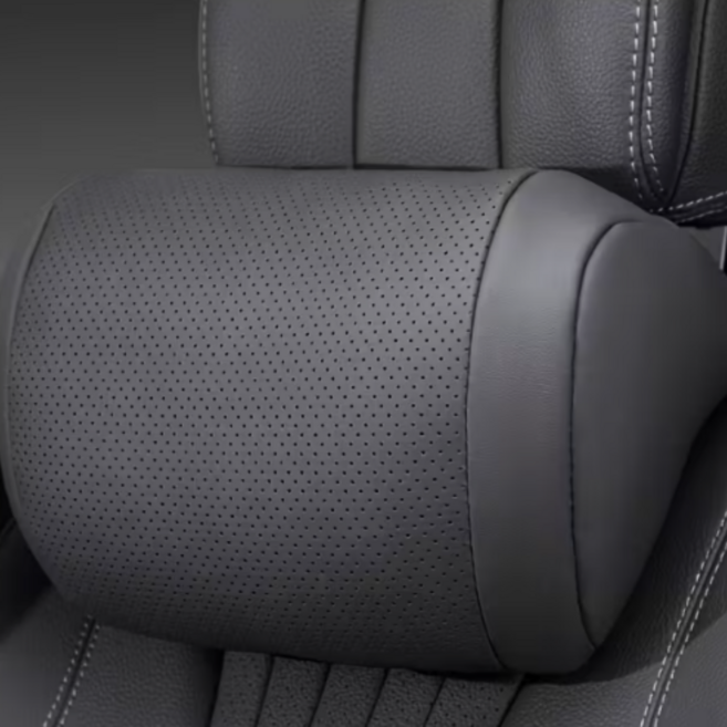 프리미엄 니파가죽 차량용 목쿠션 헤드레스트 목받침쿠션 / 자동차 시트 목베개, 2개, 블랙