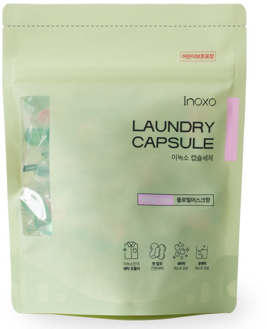 이녹소 국내생산 캡슐 세제 플로럴머스크향 프리미엄 초 고농축 실내건조형, 2개, 30개입