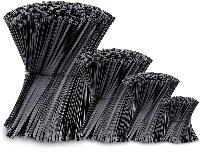 LYRHIX 케이블타이 타이 케이블타이대형 케이블타이소 검정케이블타이 100-150-200-300mm(소+중+대+엄청난) 업무가정용필수공구 다용도케이블타이고정, 블랙, 1000개