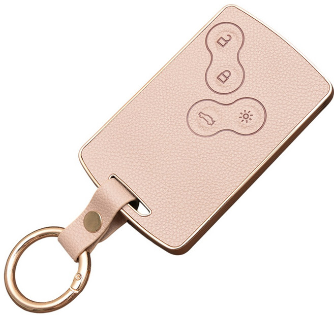 SM6 SM7 QM5 QM3 호환 TPU 프리미엄 가죽 자동차 스마트 키 케이스 키홀더, 4버튼TL04, 아이보리