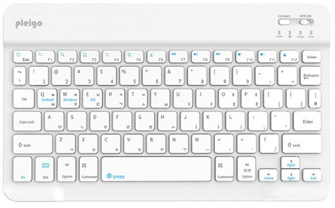 플레이고 무선 저소음 휴대용 파스텔 슬림 블루투스 키보드, white, kb10