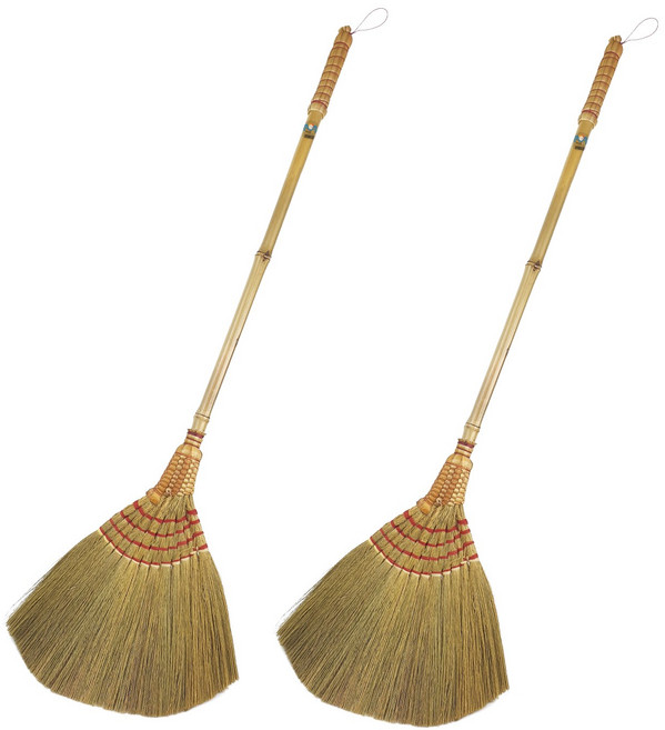 강씨네스토어 긴자루 갈대비 싸리빗자루 갈대 대나무빗자루 롱갈대비 미용실 빗자루, 2개