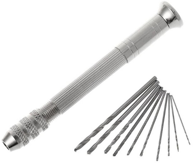 미니 핸드 드릴 세트 보급형 핀바이스 드릴비트 10종 세트 수동 핸드, 드릴 비트 10종, 1개