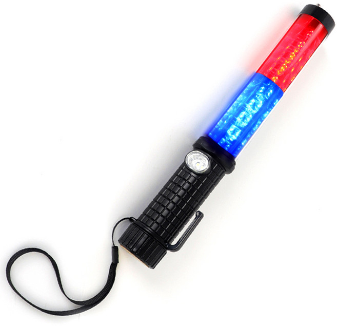 고휘도 LED 경광봉 호루라기 신호봉 교통안전 투톤 멀티형, 1개, 레드+블루