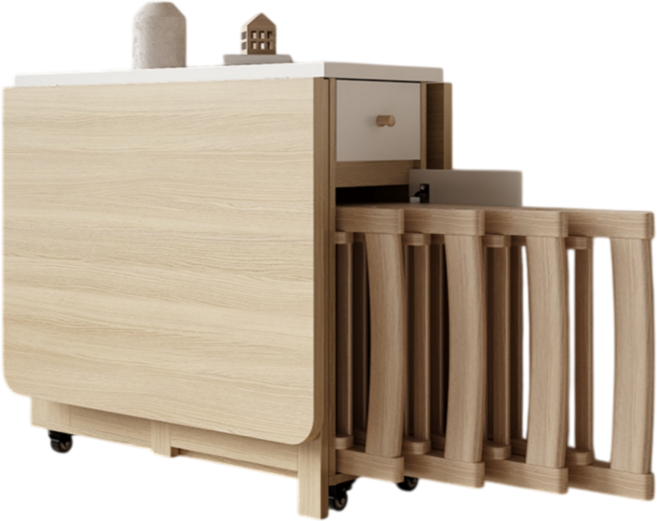 폴디움 공간활용 이동식 확장형 다이닝 접이식 식탁, 2인용, 화이트