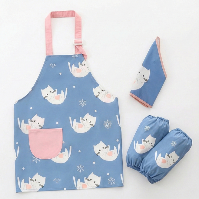 날씨요정 앞치마세트 두건 팔토시 미술가운