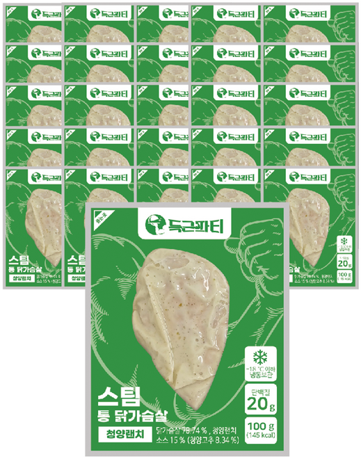 득근파티 통 닭가슴살 청양랜치, 30개, 100g