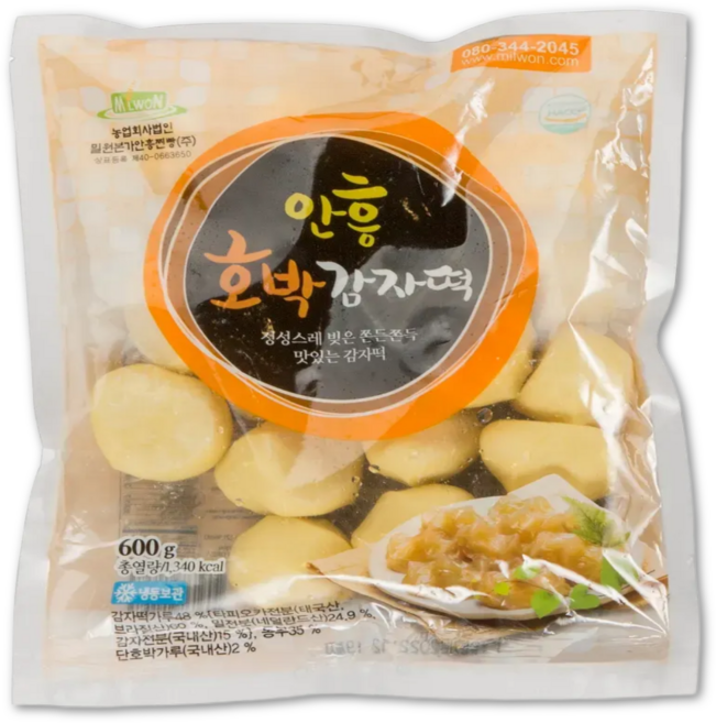 직판 밀원본가 강원도 안흥 감자떡 호박 600g 약20개, 1개