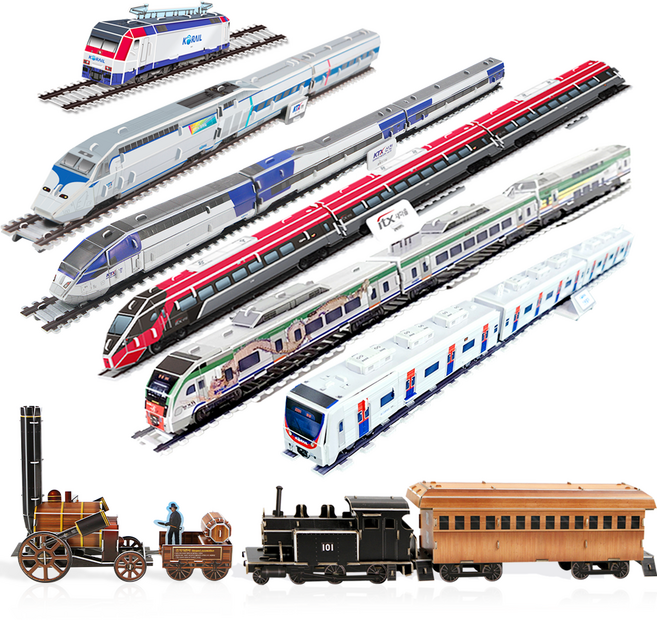 [본사직영] 기차 8종 세트, 코레일 기차 모형 8종 세트 만들기, 1개, 406피스