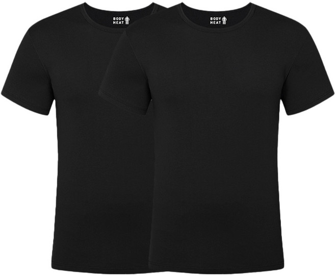 BYC 보디히트 발열내의 뉴베이직 남녀 반팔티셔츠 2매세트 / 부드럽고 신축성 좋은 보온내의 상의