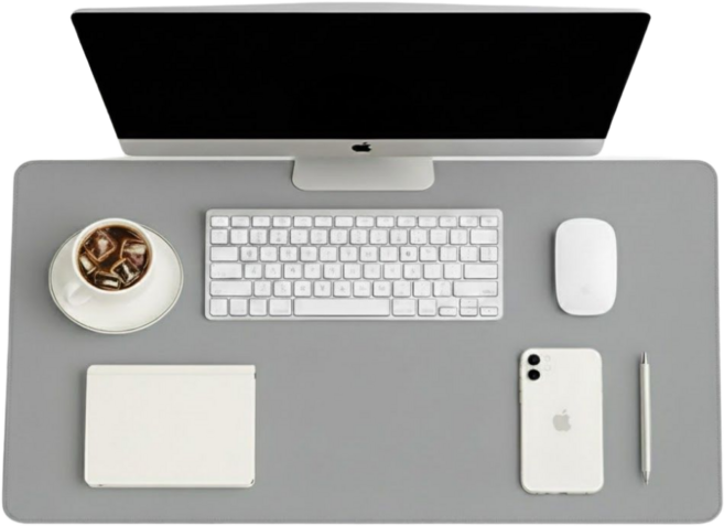 에스홈 프리미엄 가죽 데스크 마우스 장패드, 1개, 스톤 그레이