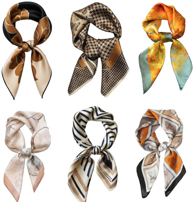 로나비 여성 실크 패션 고급 포장 패키징 스카프 1+1