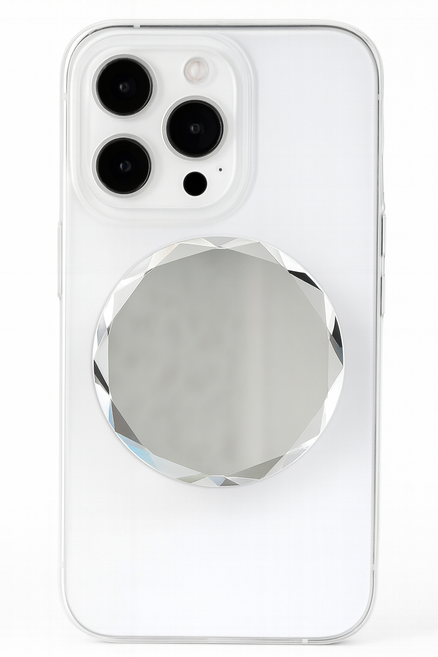 위드코코 5.8cm 크리스탈 거울 다이아컷 입체 톡 스마트톡 거치대, 일반형, 원형, 1개