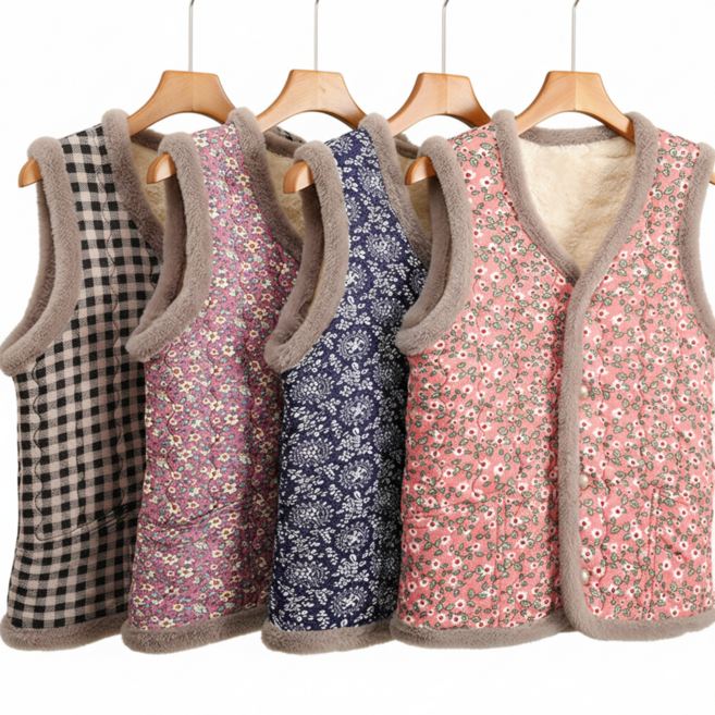 루비크 포근한 김장 할머니 감성 양털 누빔조끼