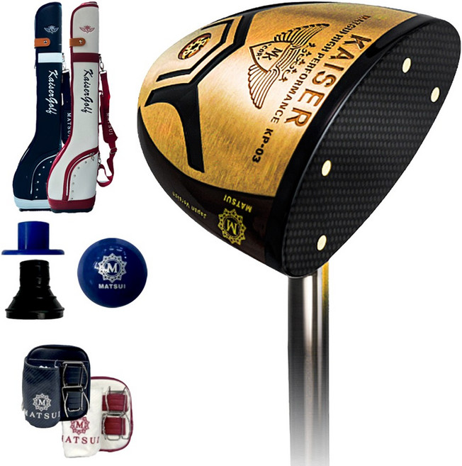 마쓰이 카이저 파크골프채 5스타 황동추 헤드 풀세트 가방 허리백 공 티 집게, 남성용, 오른손용