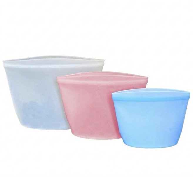 더화이트 실리콘 지퍼백 3종세트 (소+중+대) / 다회용 냉장고정리 용기, 1세트, blue