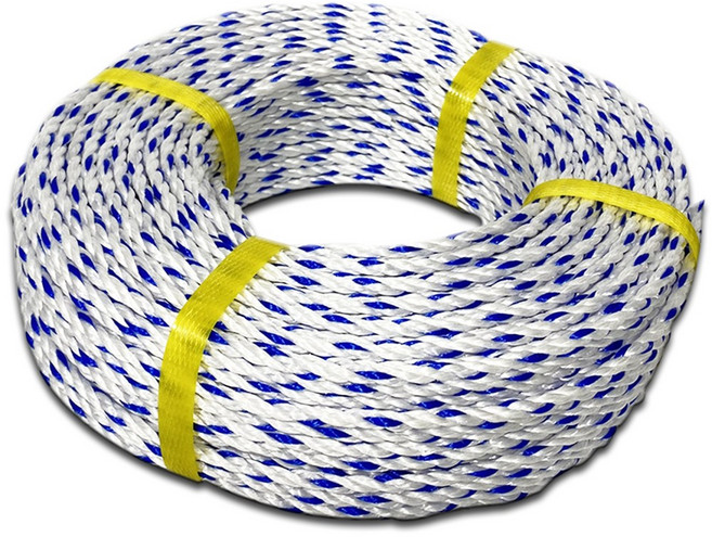 로프 6mm 길이 100m 중량 2kg pp로프 밧줄 피피로프 다용도로프 현수막끈 빨랫줄, 백색(파랑,녹색띠 랜덤), 1개