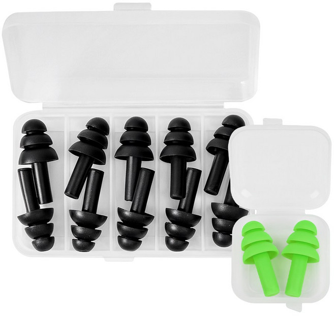 더솔트랩 실리콘 수영 귀마개, 12개, 블랙