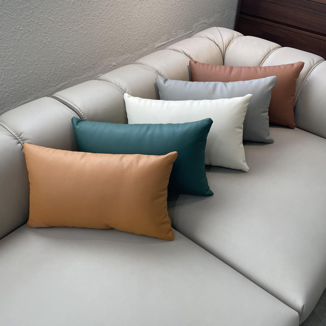 부드러운 가죽 소파 쿠션 허리쿠션 인테리어 카페, 오렌지카멜, 1개