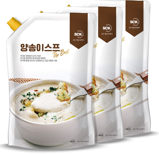 SCK파스타몰_양송이 스프 대용량 1kg / 2kg 천연무염버터사용 소화가 편한 아침식사 대용 스프 머쉬룸스프 무방부제 무첨가제 크림스프, 3개