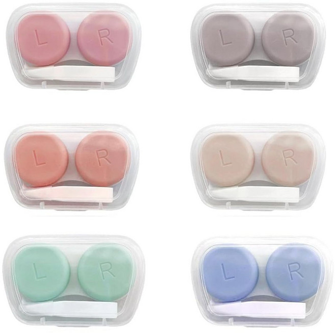 타이탄 파스텔 렌즈 케이스 보관함 실리콘집게 석션 6종 세트, 혼합색상, 1세트
