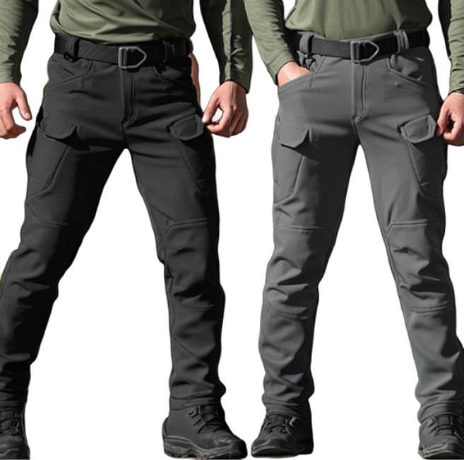 1+1 기모 겨울 고급 스판 IX7 튼튼한 전술 바지 작업복 택티컬 등산 낚시 외출 방한 방풍 전술복, 38, 블랙+회색(기모)