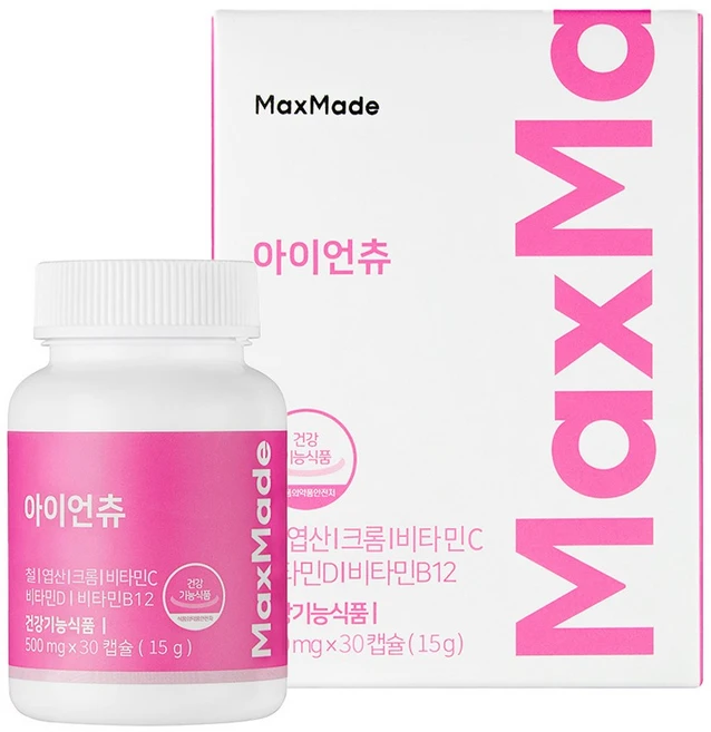 맥스메이드 아이언츄 철분제 1개월 임산부 어린이 여성 젤리 츄어블, 30정, 1개 - 쿠팡