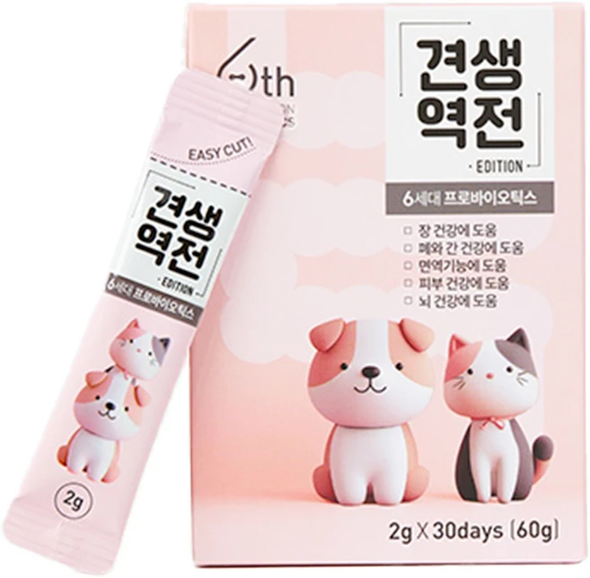 이퀄펫 X 견생역전 - 6세대 프로바이오틱스 (고양이 강아지 겸용 영양제), 6세트, 눈물개선/눈건강+장건강, 30회분 - 쿠팡