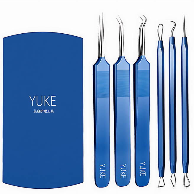 전문가 초정밀 핀셋 여드름 관리, 1세트, 푸른 색여섯개