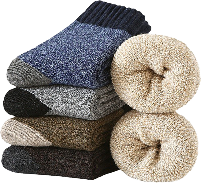 플라카 두꺼운 양모 겨울 수면 패션 양말 남여공용 방한 기모 5족세트