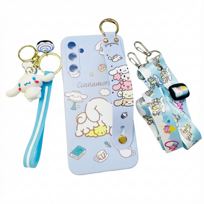 갤럭시A24 귀여운 시나모롤 캐릭터 피규어 목걸이 스트랩 거치대 케이스