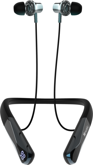 Hmusic 모니터링 넥밴드 목걸이형 블루투스 이어폰 H08, 블랙