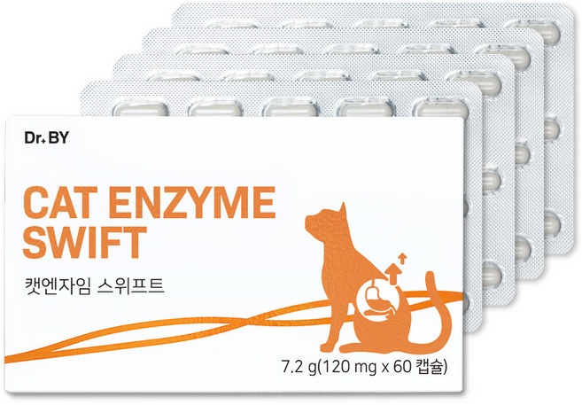 닥터바이 캣엔자임 스위프트 고양이 소화 효소 췌장영양제 구토 케어 60캡슐, 1세트, 소화기능/췌장개선, 60정