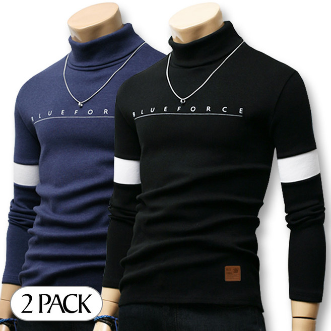 블루포스 블래쉬 1+1세트 남자 폴라티 목티 남성 목폴라티 빅사이즈 가을 겨울 긴팔 티셔츠