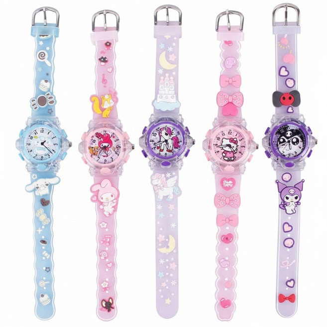 3D 빤짝빤짝 발광시계 산리오시계 사나모롤 쿠로미 마이멜로디 학교 입학 졸업 생일선물추천