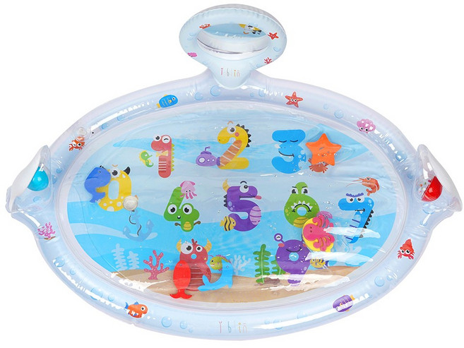 아이블린 터미타임 워터매트 ver2 촉감놀이 아기 장난감 딸랑이 거울, 1개