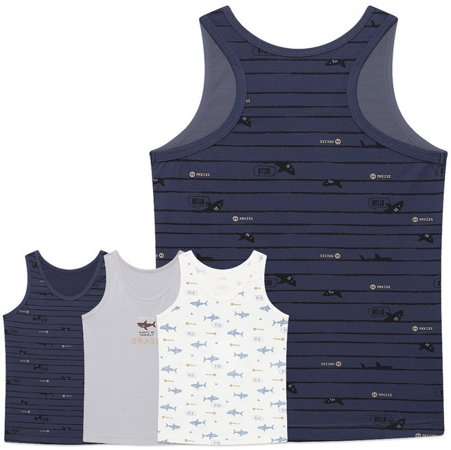 엠알키즈 에어로쿨 메쉬 망고나시 남아런닝 3매입 SC012