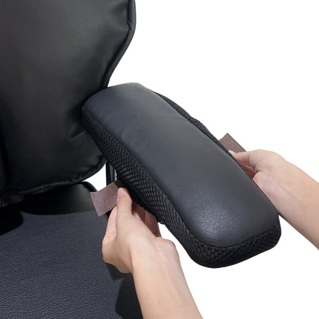 의자팔걸이쿠션커버 패드 팔쿠션 PC방의자 게이밍체어전용, 블랙1쌍, 1개