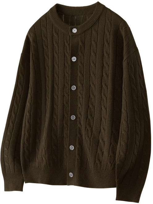 팀스핏 남성용 빅사이즈 오버핏 케이블 라운드 니트 가디건