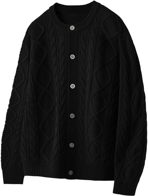 팀스핏 남성용 빅사이즈 오버핏 아란 케이블 라운드 니트 가디건 5Color