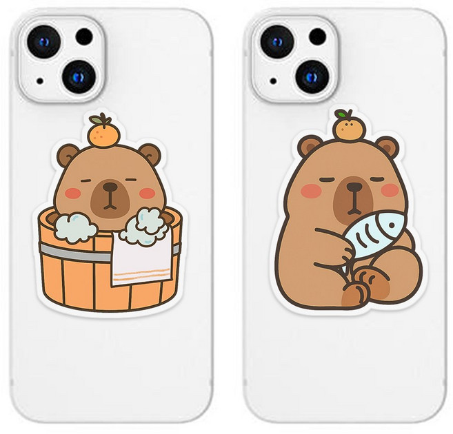 위드코코 (1+1) 귀여운 동물 그립 스마트 톡 핸드폰 거치대, 2개, 졸려 카피바라