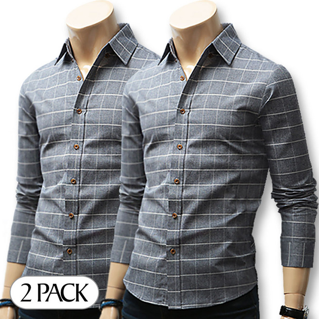 블루포스 스쿠엄 남자 체크 긴팔 남방 1+1세트 [2장 묶음] 남성 봄 가을 셔츠 [국내생산]